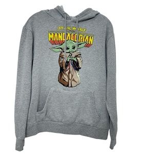 Star Wars The Mandalorian Grogu Baby Yoda pullover hoodie women's size SM